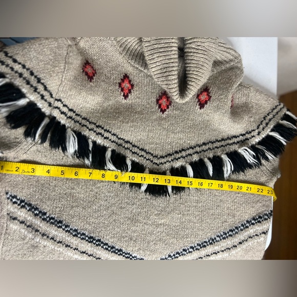 Lou & Grey LOFT Sweater Beige Turtleneck Fair Isle Fringe Sz Large - Picture 7 of 7